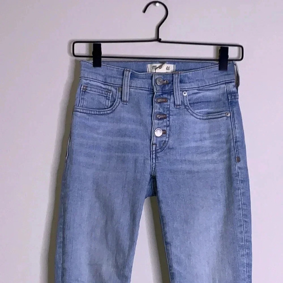 Madewell 9" Mid-Rise Skinny Crop Jeans in Asbury Wash: Button-Front Edition Sz23 - Picture 3 of 7